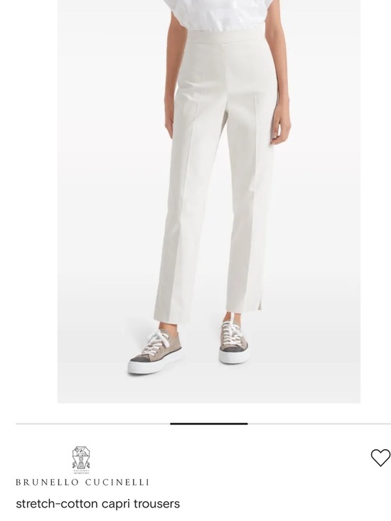 Brunello Cucinelli stretch-cotton white capri trousers size US 10 made in Italy - Picture 16 of 16